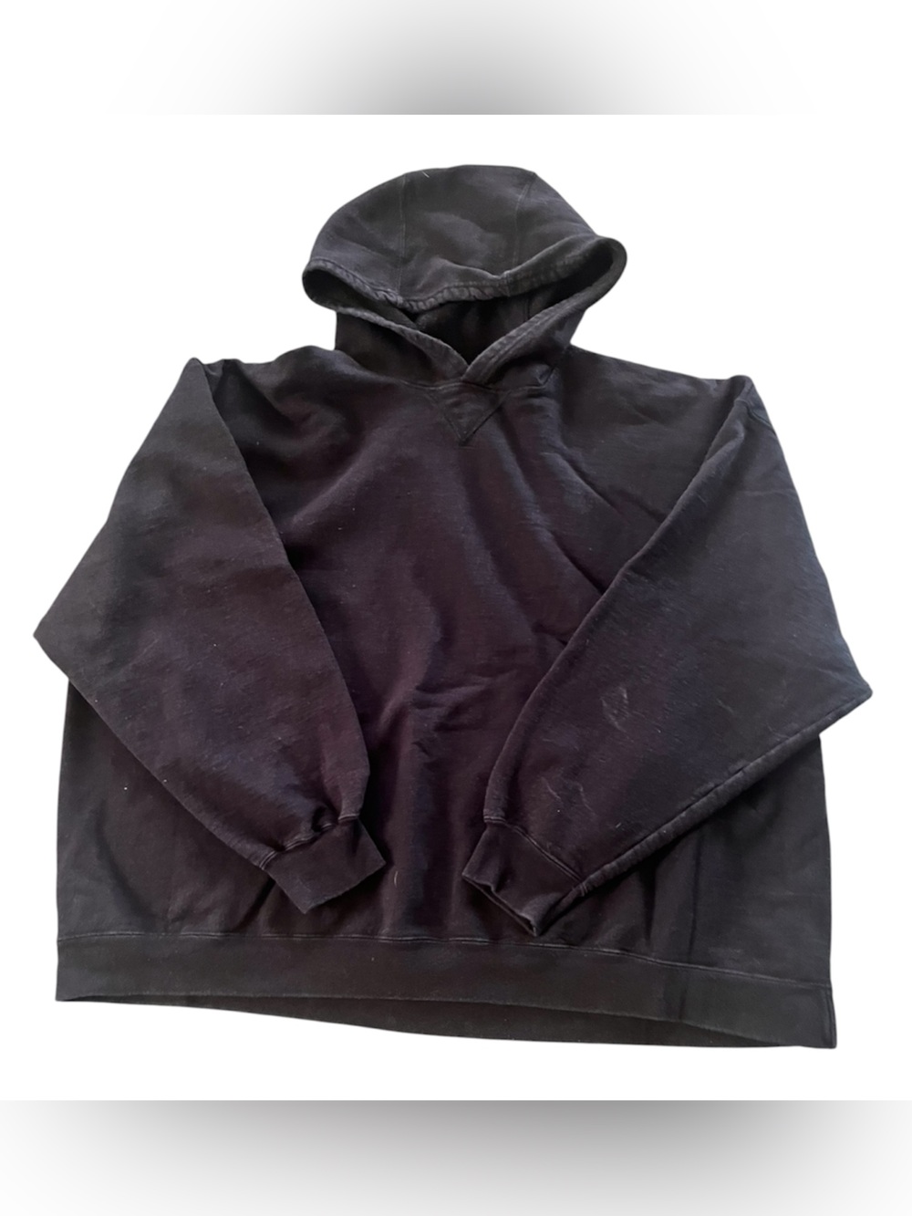 Hanes Beefy-T Black Hooded Long Sleeve Shirt 2XL